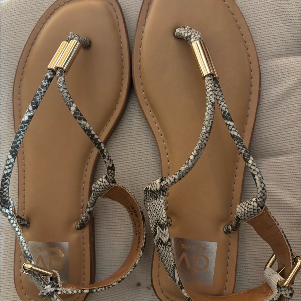 Dolce Vita Brown and Black Flat Sandals